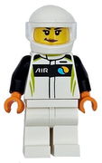 Race Car Driver - Female, White, Black and Lime Racing Suit, White Legs and Helmet