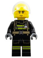 Fire - Male, Helicopter Pilot, Black Jacket and Legs with Reflective Stripes, Neon Yellow Flight Helmet