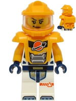 Astronaut - Female, White Spacesuit with Bright Light Orange Arms, Bright Light Orange Helmet, Bright Light Orange Armor with Ingot