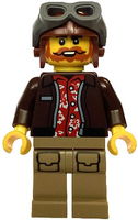 Jungle Pilot - Male, Dark Brown Jacket over Red Shirt, Dark Tan Legs, Reddish Brown Aviator Cap, Dark Bluish Gray Goggles