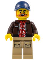 City Jungle Pilot - Dark Brown Jacket over Red Shirt, Dark Tan Legs, Dark Blue Cap