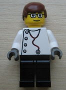 Doctor - Stethoscope with 4 Side Buttons, Black Legs, Glasses, Reddish Brown Male Hair 