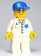 Doctor - EMT Star of Life Button Shirt, White Legs, Blue Cap, Glasses 
