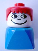 Duplo 2 x 2 x 2 Figure Brick Early, Male on Blue Base, Red Hair, Freckles 