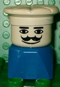 Duplo 2 x 2 x 2 Figure Brick Early, Male on Blue Base, Chef Hat, Moustache 
