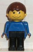 Basic Figure Human Boy Blue, Black Legs, Brown Hair 