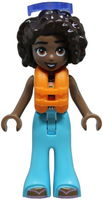 Friends Aliya - White Crochet Top, Medium Azure Trousers Bell-Bottoms, Metallic Pink Flip Flops, Orange Life Jacket, Trans-Purple Sunglasses