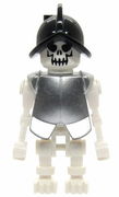 Skeleton, Fantasy Era Torso with Evil Skull, Black Conquistador Helmet, Metallic Silver Armor 