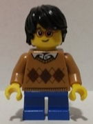 Boy - Medium Nougat Argyle Sweater, Blue Short Legs, Black Hair, Glasses 