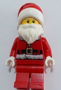 Santa, Red Legs, Fur Lined Jacket with Button, Gray Bushy Eyebrows 