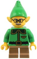 Elf - Dark Green Collar and Gold Horn, Moustache and Glasses