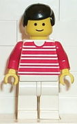 Horizontal Lines Red - Red Arms - White Legs, Black Male Hair 