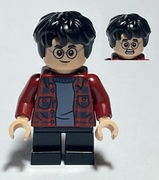 Harry Potter, Dark Red Plaid Flannel Shirt, Black Short Legs 