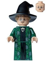 Professor Minerva McGonagall - Dark Green Robe over Black Dress, Hat with Hair, Printed Arms