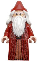 Albus Dumbledore - Dark Red Robe, White Hair, Printed Arms