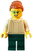 Camper - Female, Dark Orange Hair, Glasses, Tan Sweater, Dark Green Legs