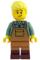 Gardener - Male, Medium Nougat Overalls over Sand Green Shirt, Reddish Brown Boots, Bright Light Yellow Hair