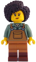 Gardener - Female, Medium Nougat Overalls over Sand Green Shirt, Reddish Brown Boots, Dark Brown Hair