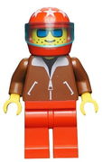 Jacket Brown - Red Legs, Red Helmet 7 White Stars, Trans-Light Blue Visor, Blue Sunglasses 