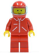 Jacket Red with Zipper - Red Arms - Red Legs, Red Helmet, Trans-Light Blue Visor 