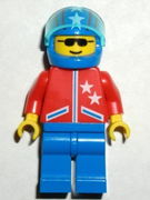Jacket 2 Stars Red - Blue Legs, Blue Helmet 4 Stars & Stripes, Trans-Light Blue Visor 