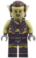 Orc - Olive Green Head, Pearl Dark Gray Armor over Dark Tan Fur, Dark Brown Hair