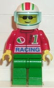 Octan - Racing, Green Legs, White Red/Green Striped Helmet, Trans-Light Blue Visor 