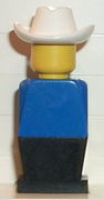 Legoland - Blue Torso, Black Legs, White Cowboy Hat 