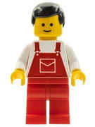 Overalls Red with Pocket, Red Legs, Black Male Hair 