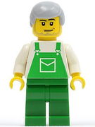 Overalls Green with Pocket, Green Legs, Light Bluish Gray Male Hair 