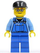 Overalls with Tools in Pocket Blue, Black Cap, Glasses 