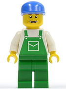 Overalls Green with Pocket, Green Legs, Blue Cap, Thin Grin with Teeth 