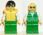 Jacket Green with 2 Large Pockets - Green Legs, Black Male Hair, Life Jacket 