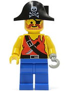 Pirate Shirt with Knife, Blue Legs, Black Pirate Hat with Skull 