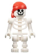 Skeleton - Pirate, Standard Skull, Red Bandana with Double Tail in Back, Bent Arms