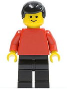 Plain Red Torso with Red Arms, Black Legs, Black Male Hair 