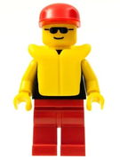 Plain Black Torso with Yellow Arms, Red Legs, Sunglasses, Red Cap, Life Jacket 