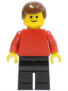 Plain Red Torso with Red Arms, Black Legs, Brown Male Hair 