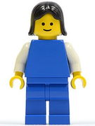 Plain Blue Torso with White Arms, Blue Legs, Black Female Hair 