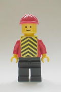 Plain Red Torso with Red Arms, Black Legs, Red Construction Helmet, Yellow Chevron Vest 