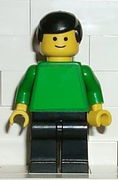 Plain Green Torso with Green Arms, Black Legs, Black Male Hair 