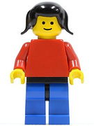 Plain Red Torso with Red Arms, Blue Legs with Black Hips, Black Pigtails Hair 