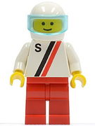 'S' - White with Red / Black Stripe, Red Legs, White Helmet, Trans-Light Blue Visor 