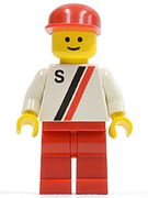 'S' - White with Red / Black Stripe, Red Legs, Red Cap 