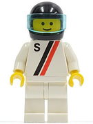 'S' - White with Red / Black Stripe, White Legs, Black Helmet, Trans-Light Blue Visor 