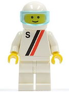 'S' - White with Red / Black Stripe, White Legs, White Helmet, Trans-Light Blue Visor 