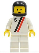 'S' - White with Red / Black Stripe, White Legs, Black Classic Helmet 