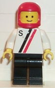 'S' - White with Red / Black Stripe, Black Legs, Red Classic Helmet 