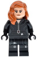 Black Widow - Black Jumpsuit, Dark Orange Mid-Length Hair, Printed Legs, Black Hands, Dark Brown Eyebrows