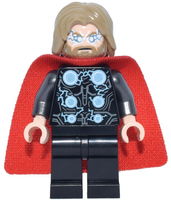 Thor - Spongy Cape with Single Hole, Black Legs, Dark Tan Tousled Hair